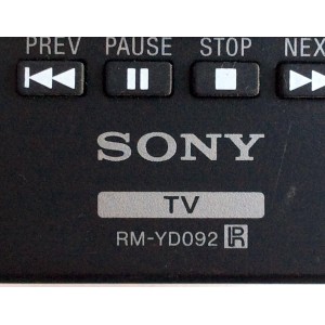 CONTROL PARA TV / SONY 1-492-065-11 / RM-YD092 / MODELO KDL-40R450A / KDL-46R453A / KDL-40R350B / KDL-40R380B / KDL-32R330B / KDL-32R300B 	